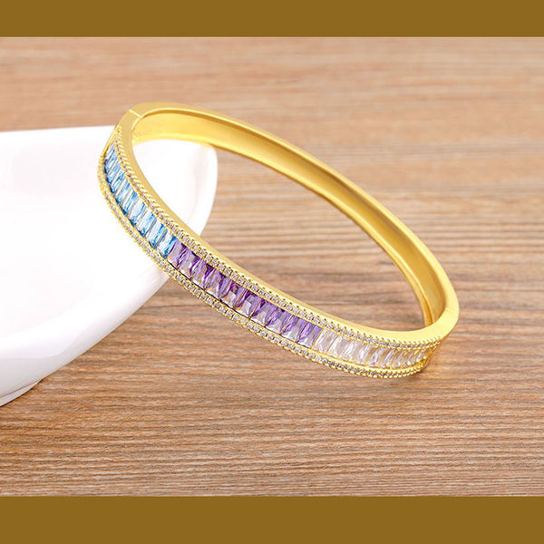 Graduating Shades Blue Purple Zircon Gold Openable Bangle Kada Bulk Main image
