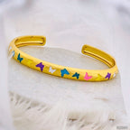 Copper Multi Colour Butterfly Enamel 18K Gold Bangle Cuff Kada Bulk