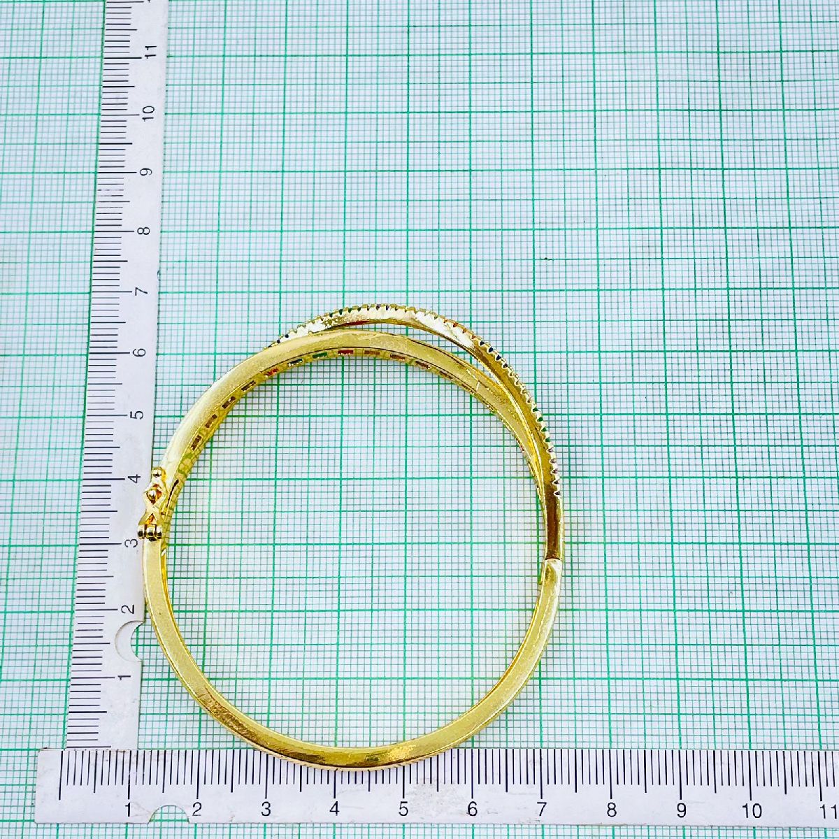 Rainbow Princess Cut CZ Crystal Copper Gold Bangle Kada Bulk