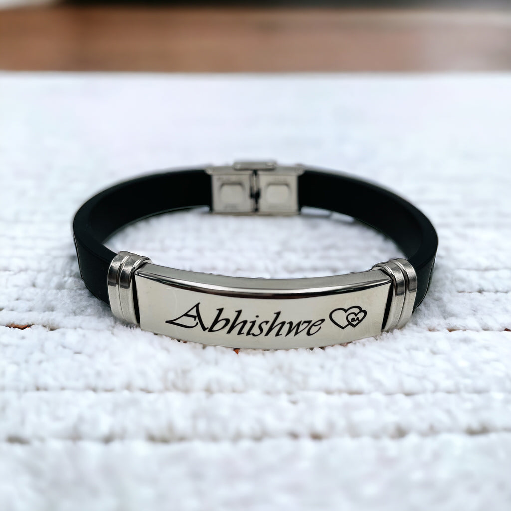 Customized Personalised Letter Engraved Id Wrist Band Bracelet Bulk