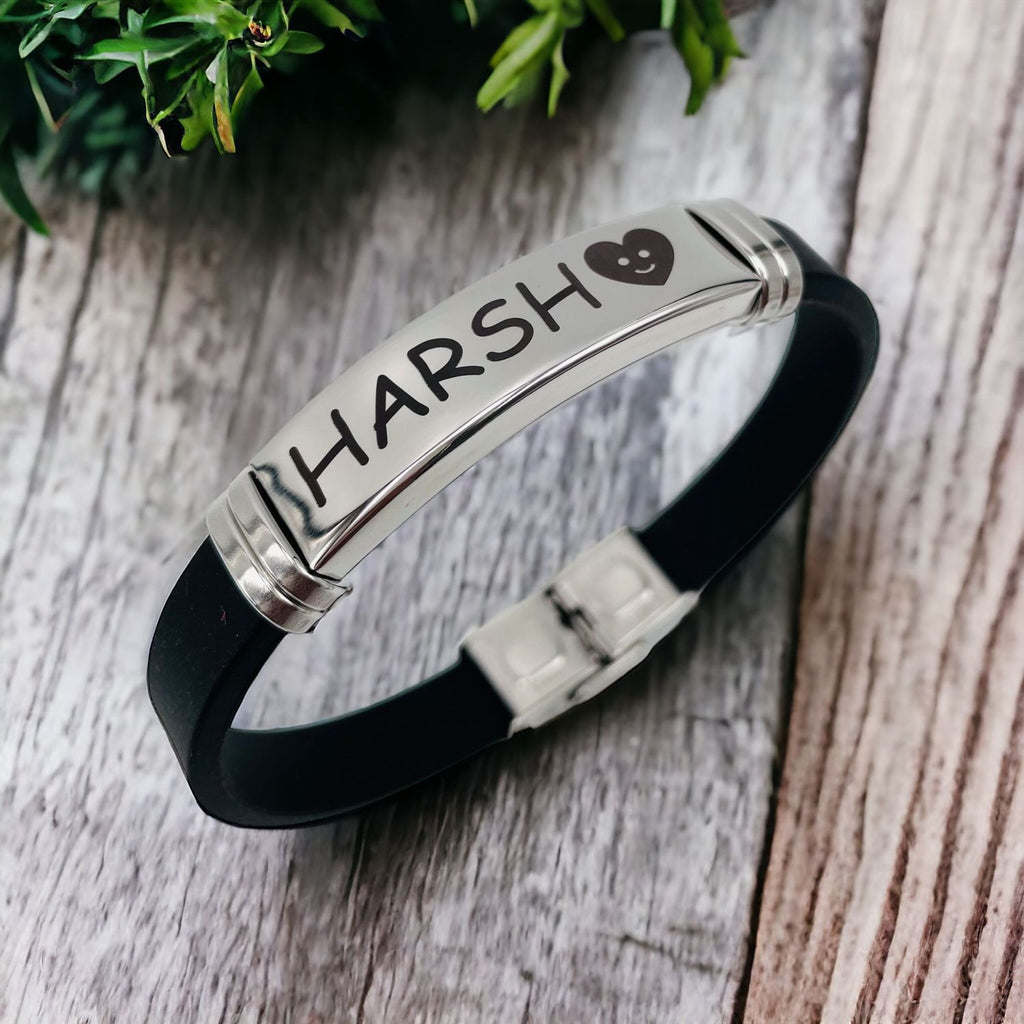 Customized Personalised Letter Engraved Id Wrist Band Bracelet Bulk