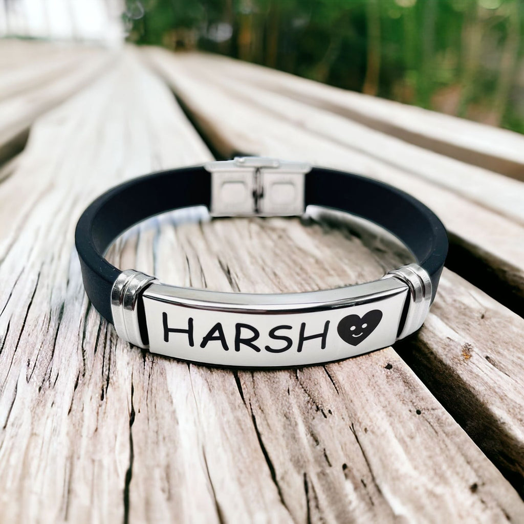 Customized Personalised Letter Engraved Id Wrist Band Bracelet Bulk