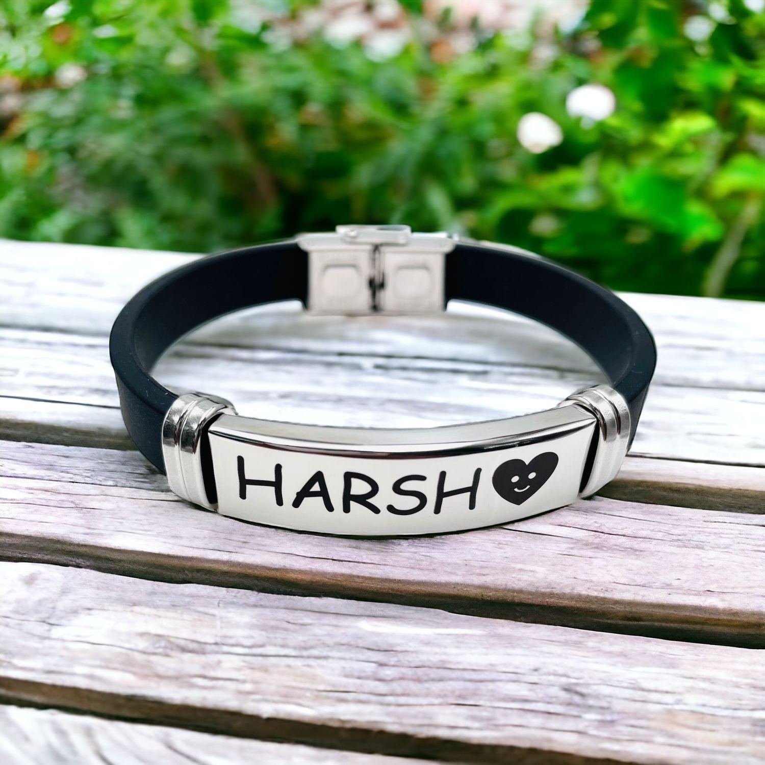 Customized Personalised Letter Engraved Id Wrist Band Bracelet Bulk