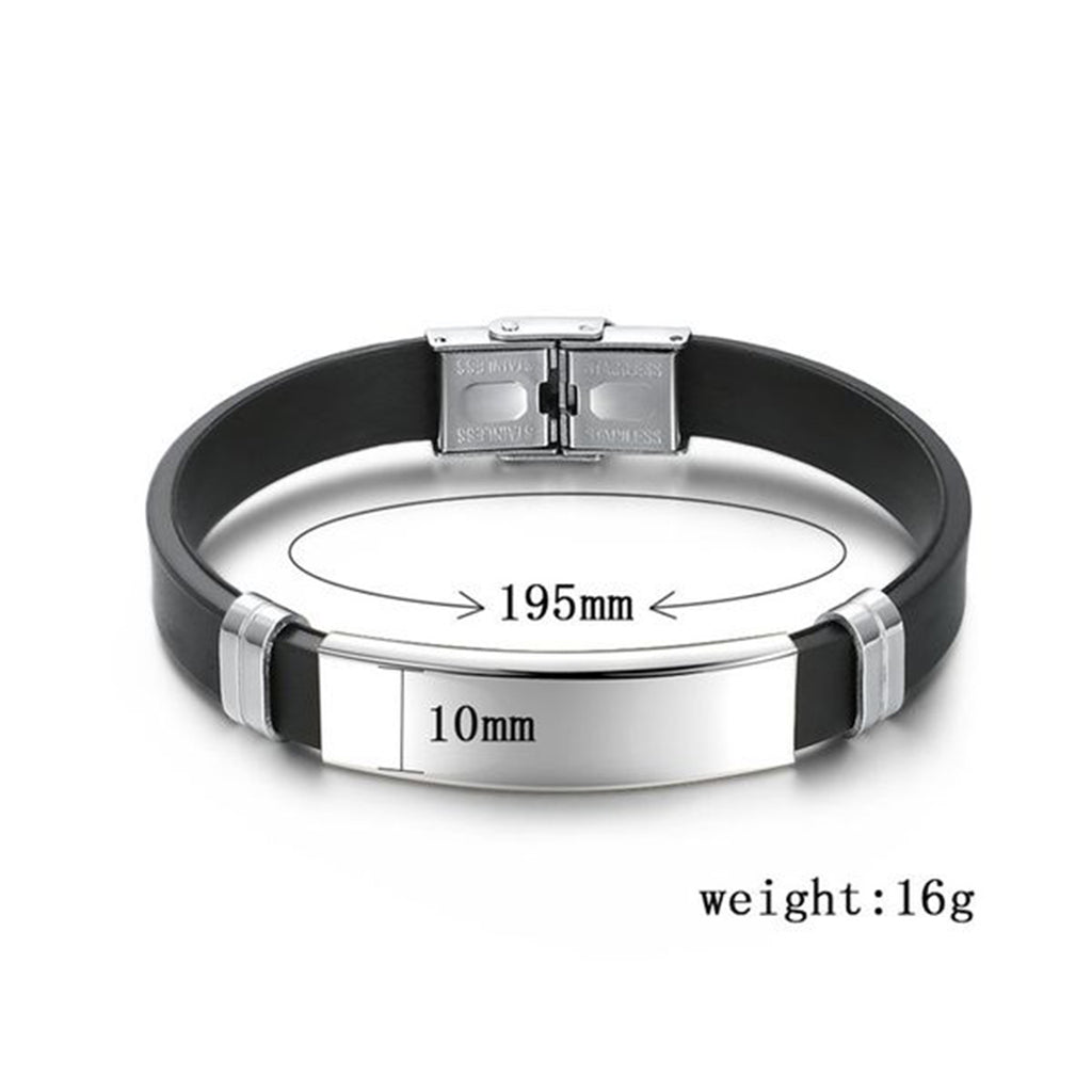 Customized Personalised Letter Engraved Id Wrist Band Bracelet Bulk