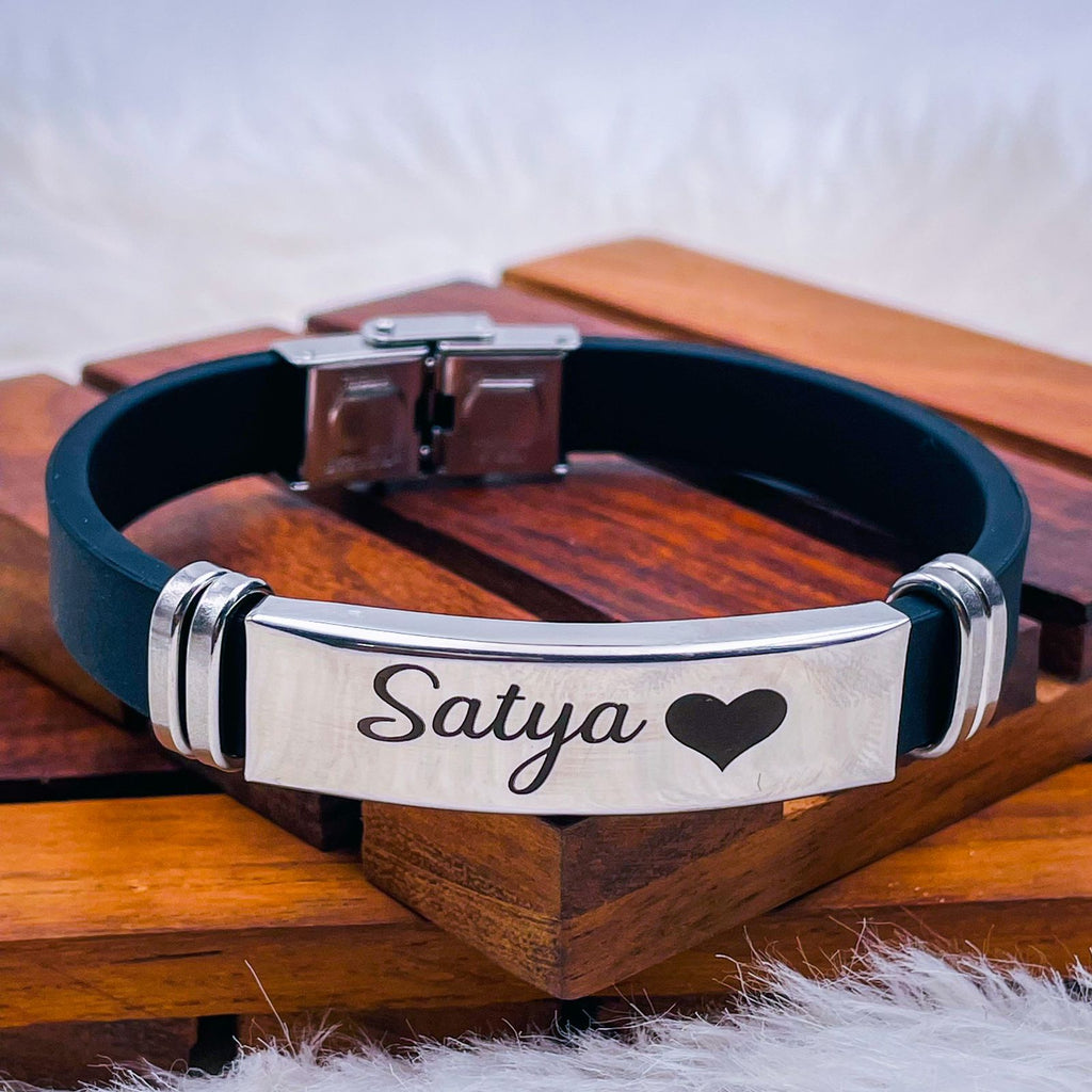 Customized Personalised Letter Engraved Id Wrist Band Bracelet Bulk
