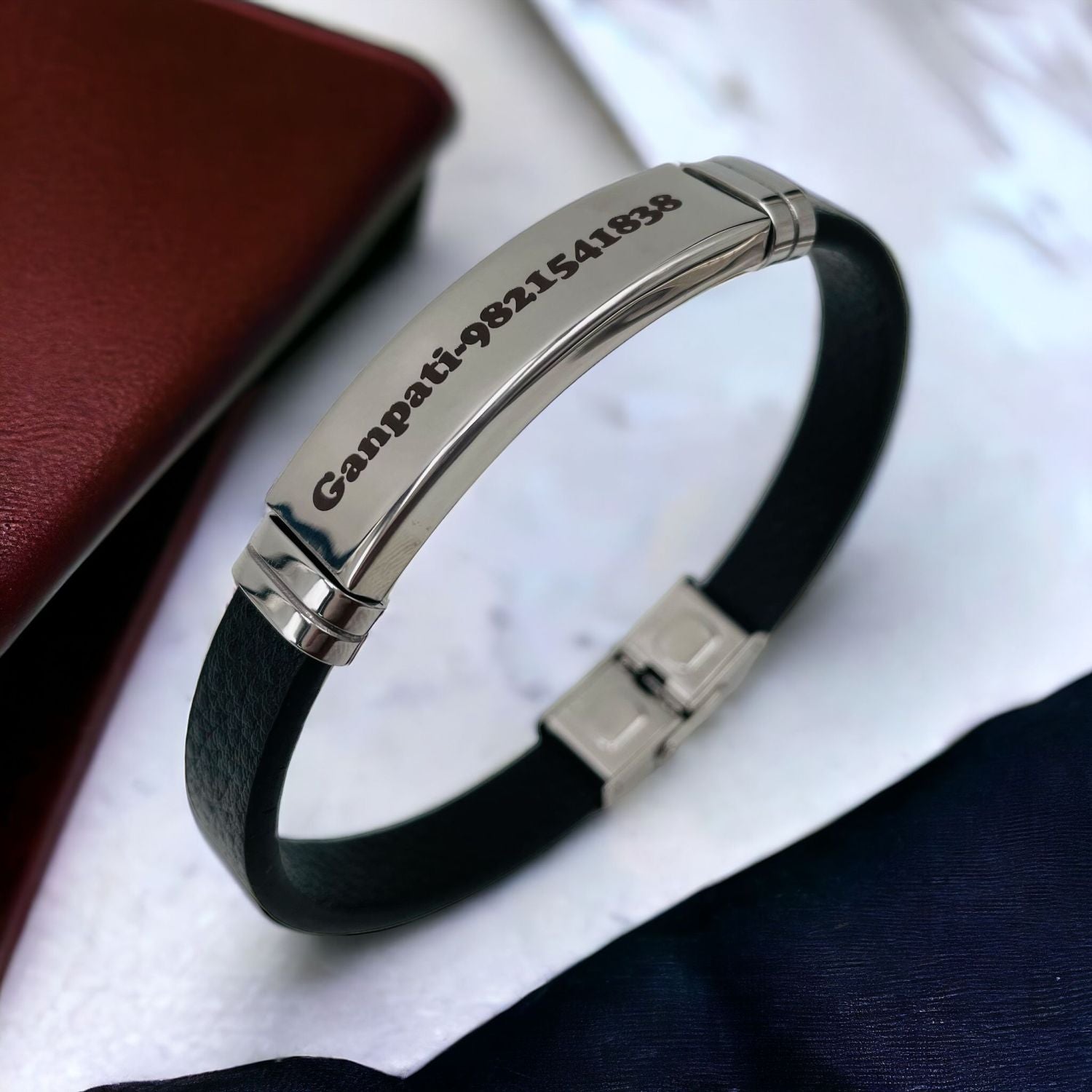 Customized Personalised Letter Engraved Id Wrist Band Bracelet Bulk
