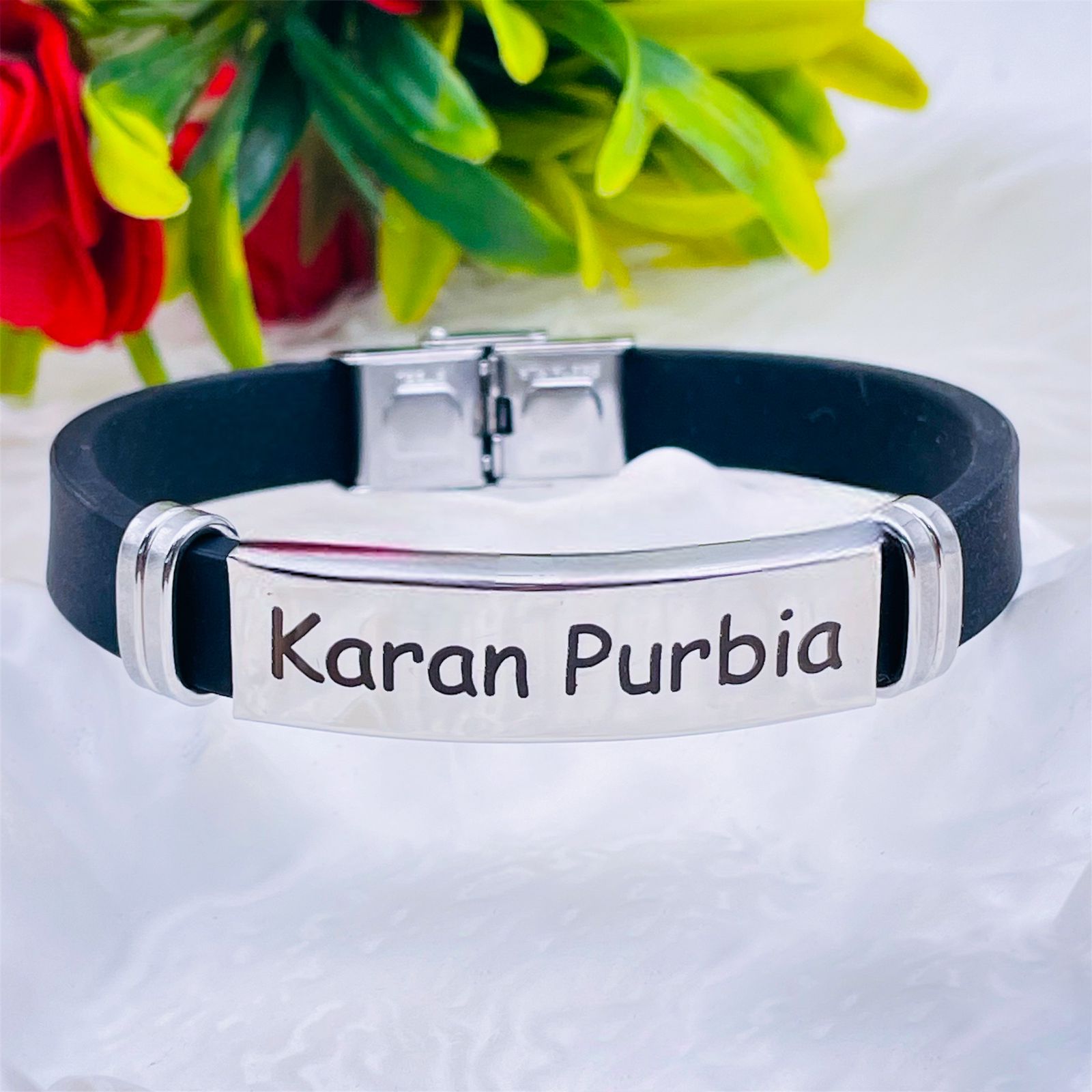 Customized Personalised Letter Engraved Id Wrist Band Bracelet Bulk