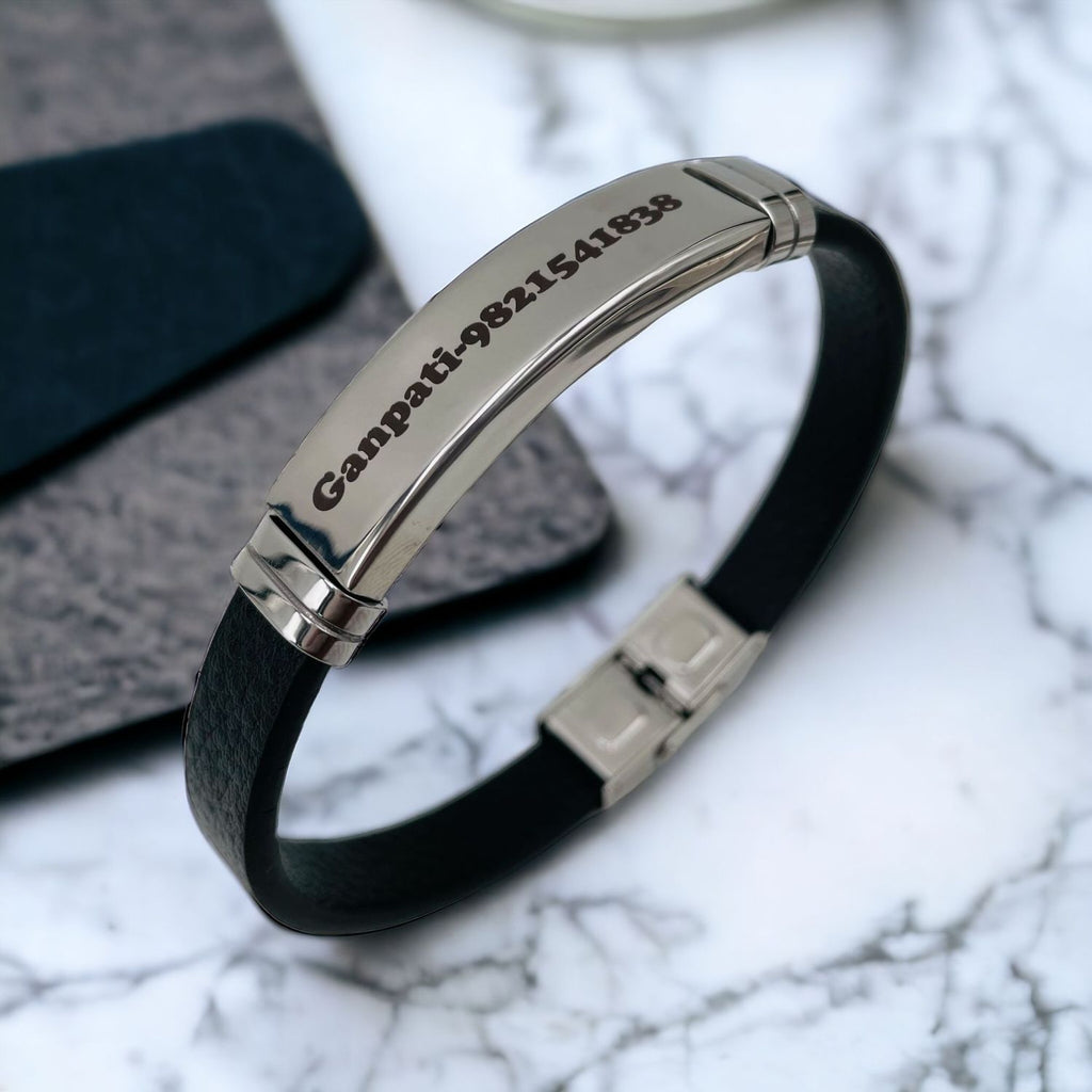 Customized Personalised Letter Engraved Id Wrist Band Bracelet Bulk