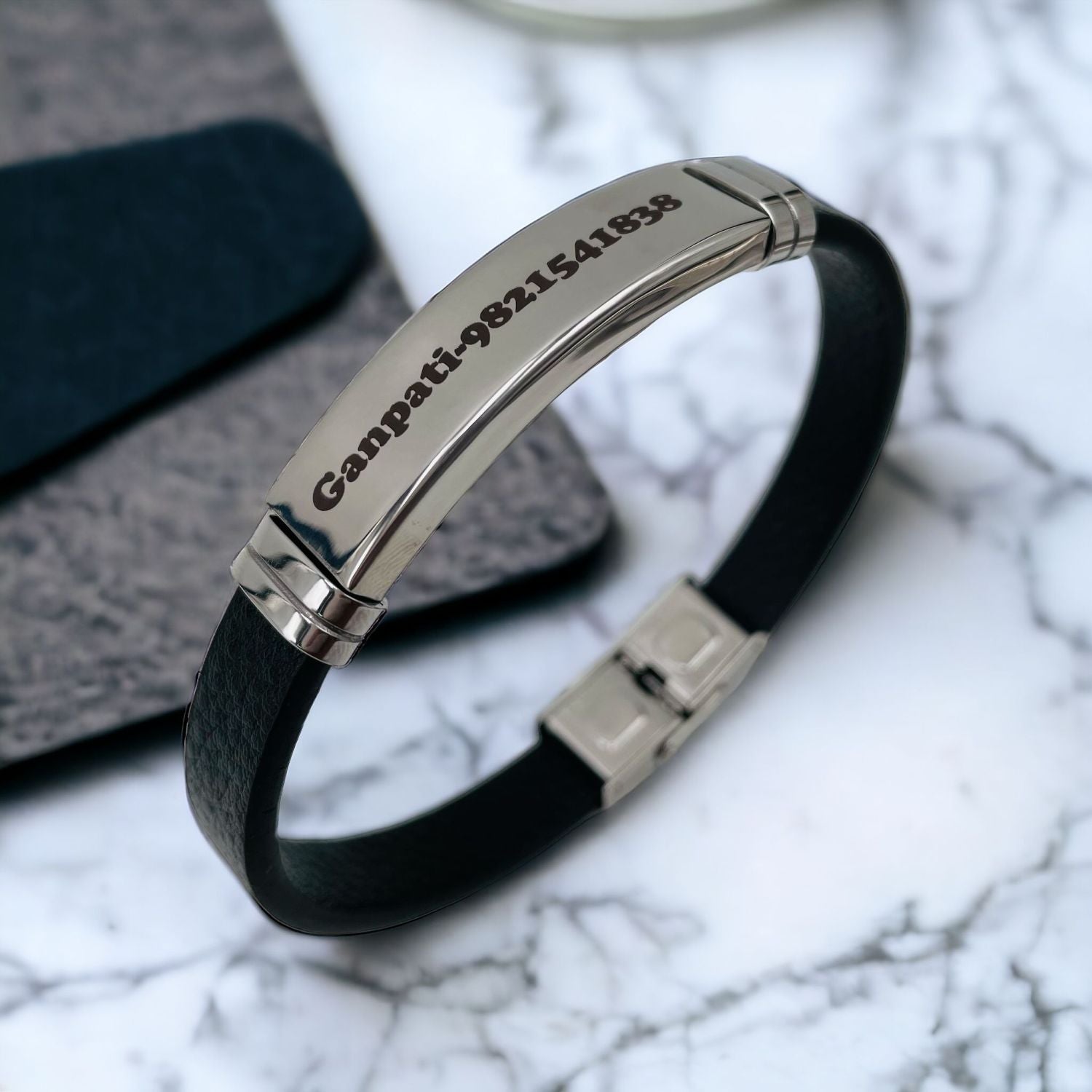 Customized Personalised Letter Engraved Id Wrist Band Bracelet Bulk