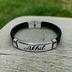 Customized Personalised Letter Engraved Id Wrist Band Bracelet Bulk