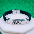 Customized Personalised Letter Engraved Id Wrist Band Bracelet Bulk