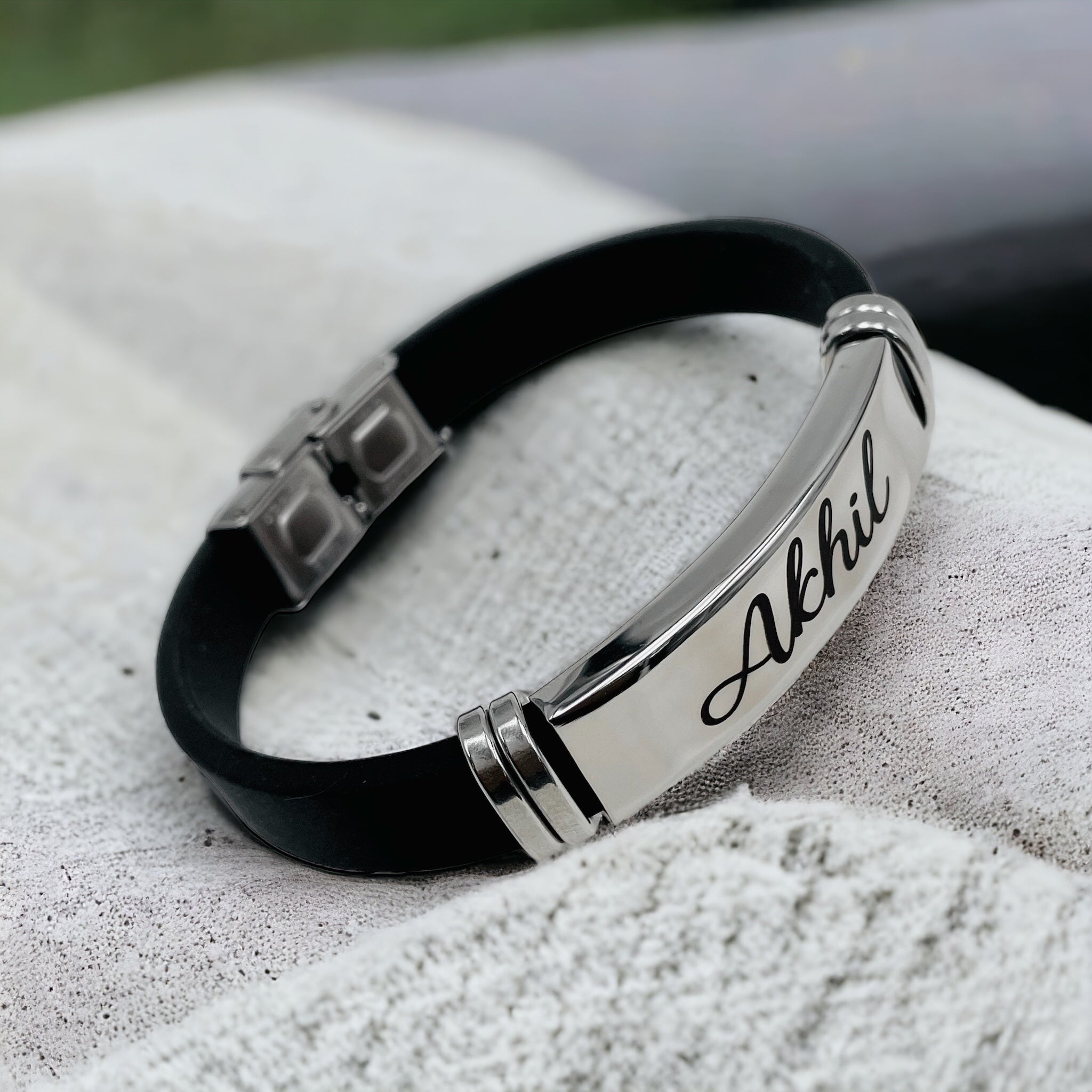 Customized Personalised Letter Engraved Id Wrist Band Bracelet Bulk
