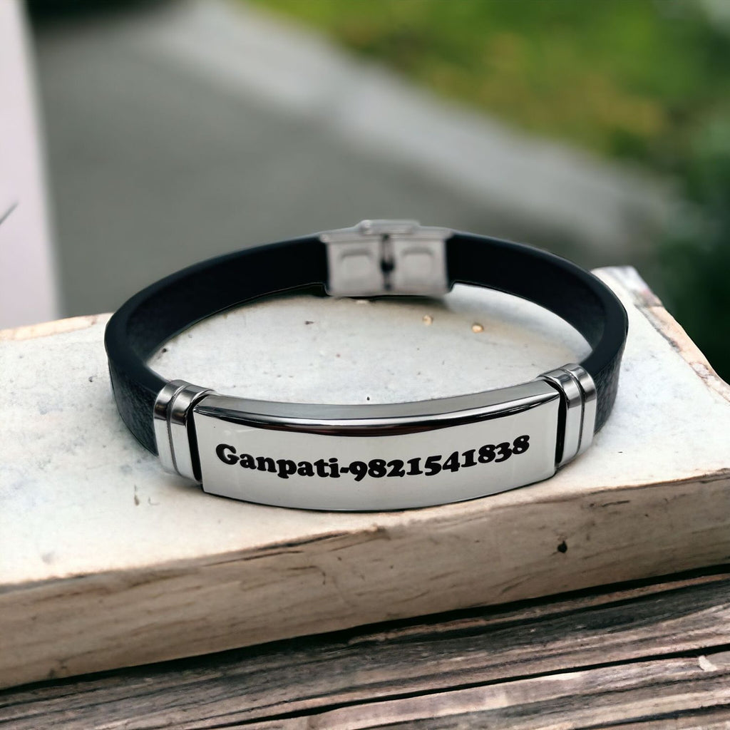 Customized Personalised Letter Engraved Id Wrist Band Bracelet Bulk