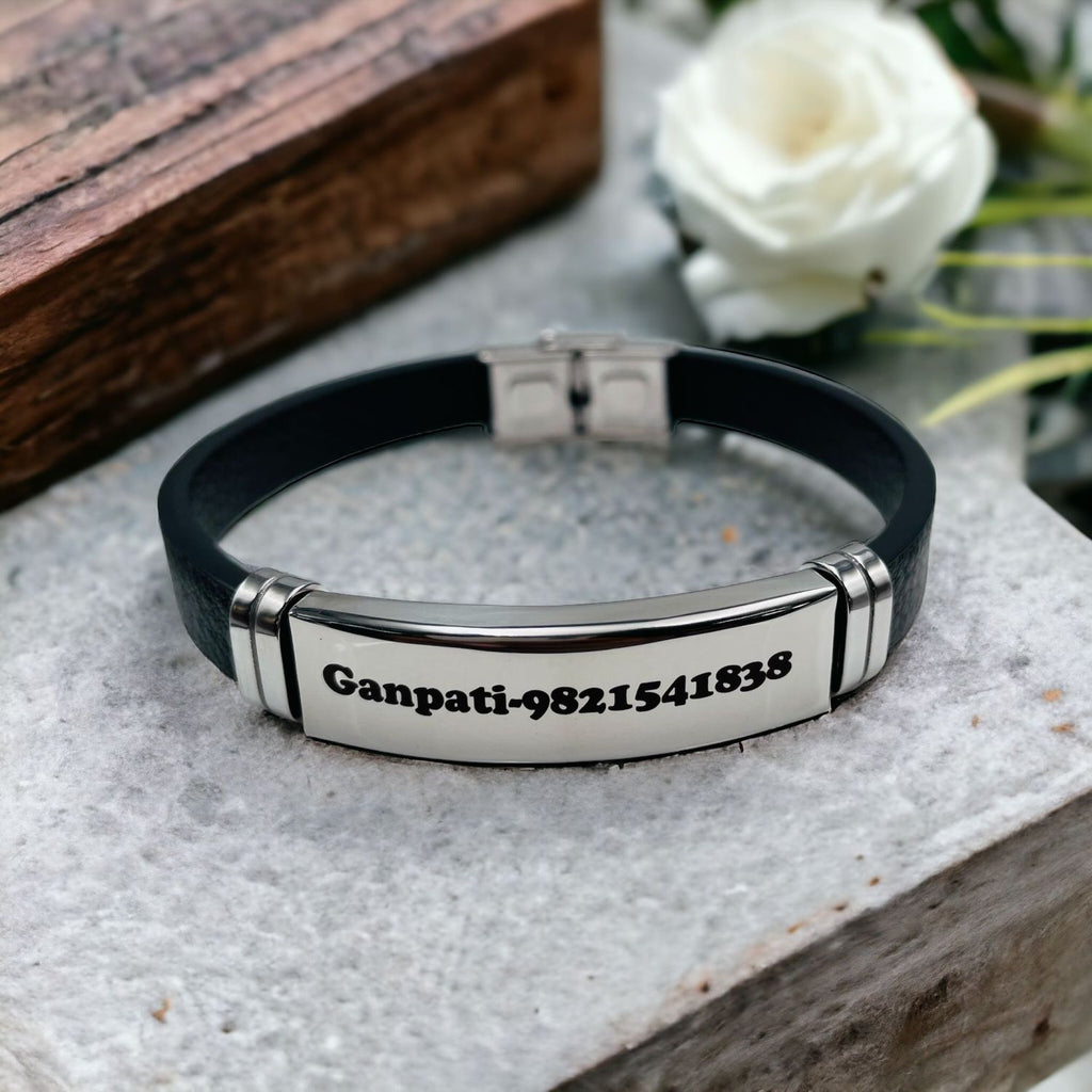 Customized Personalised Letter Engraved Id Wrist Band Bracelet Bulk