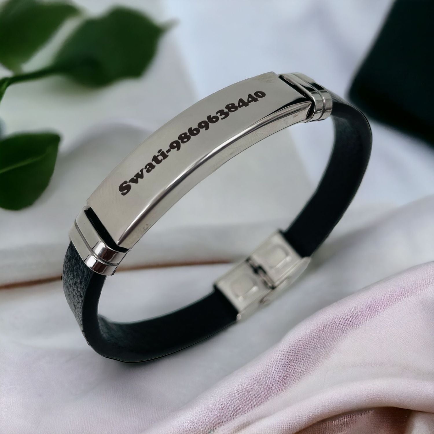 Customized Personalised Letter Engraved Id Wrist Band Bracelet Bulk