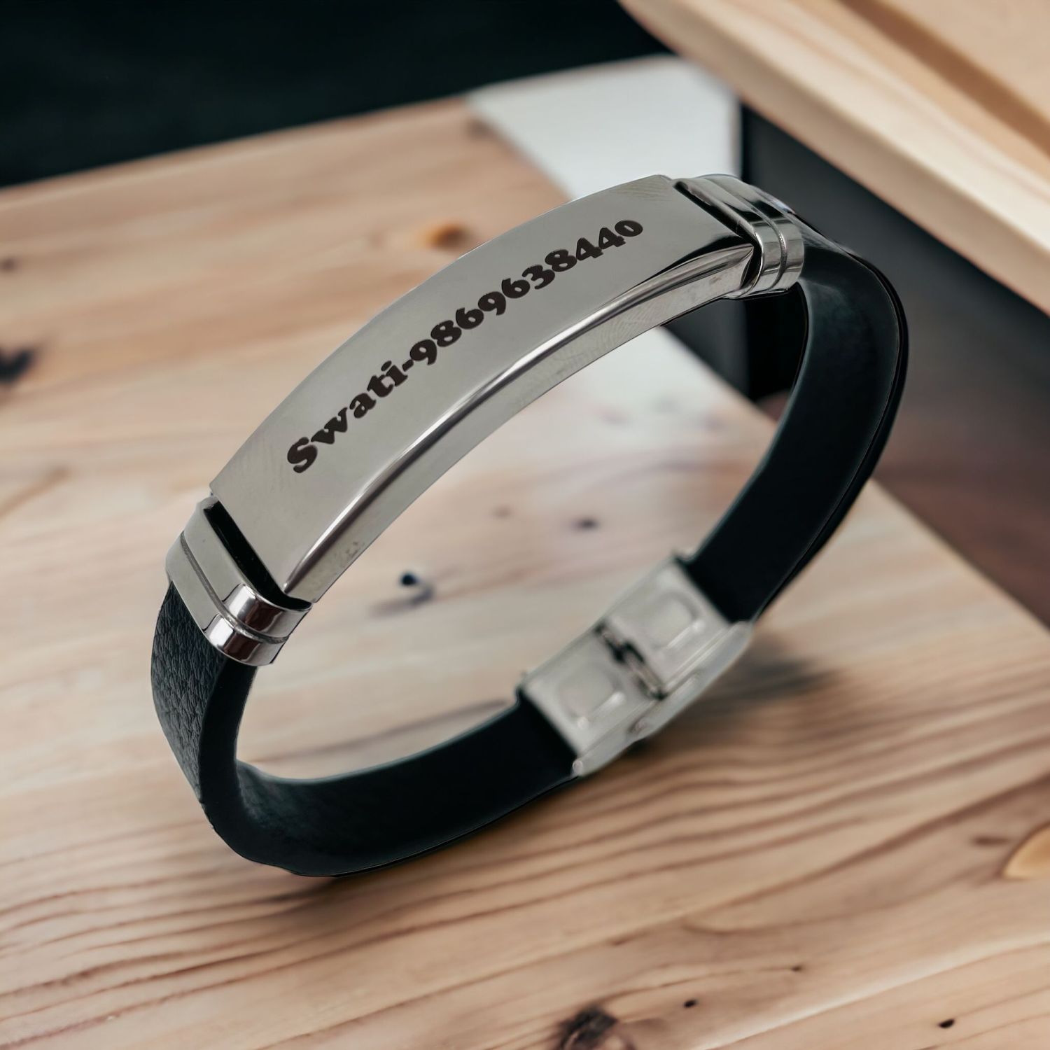 Customized Personalised Letter Engraved Id Wrist Band Bracelet Bulk