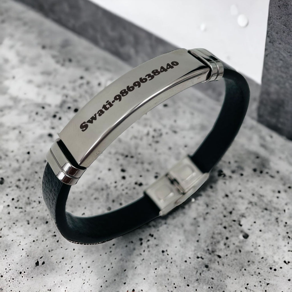 Customized Personalised Letter Engraved Id Wrist Band Bracelet Bulk
