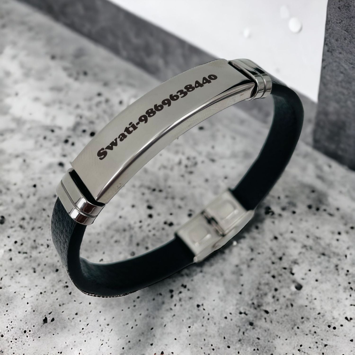 Customized Personalised Letter Engraved Id Wrist Band Bracelet Bulk