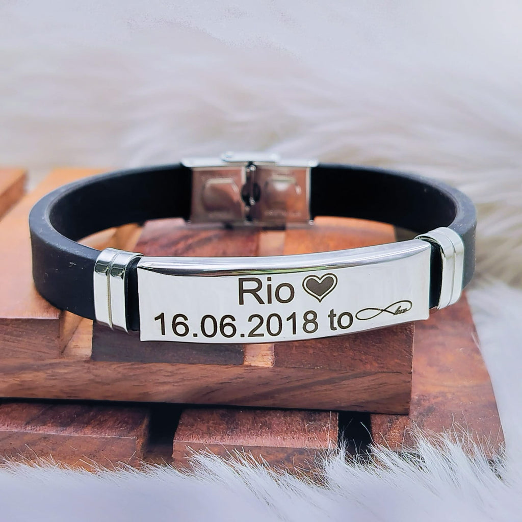 Customized Personalised Letter Engraved Id Wrist Band Bracelet Bulk