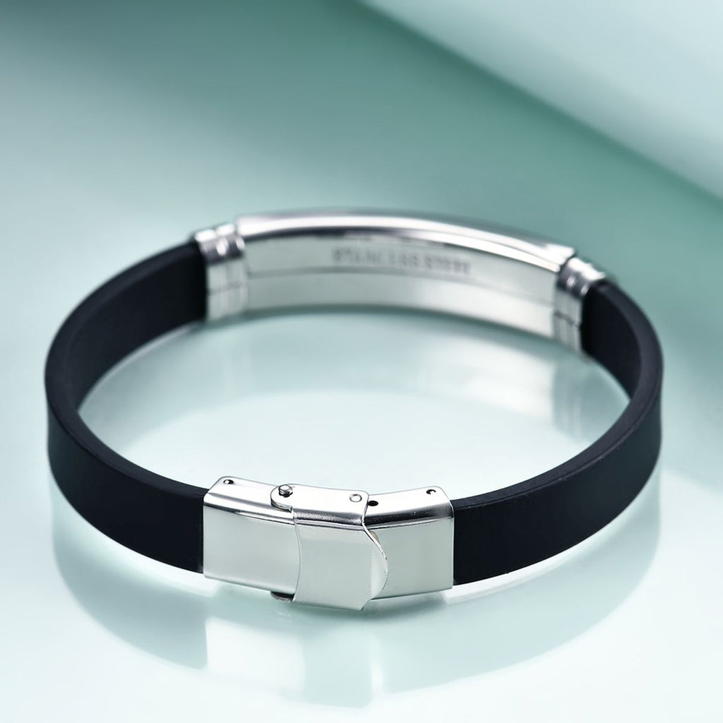 Customized Personalised Letter Engraved Id Wrist Band Bracelet Bulk