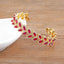 Floral Leaf Ruby Red CZ 18K Gold Anti Tarnish Copper Cuff Kada Bulk