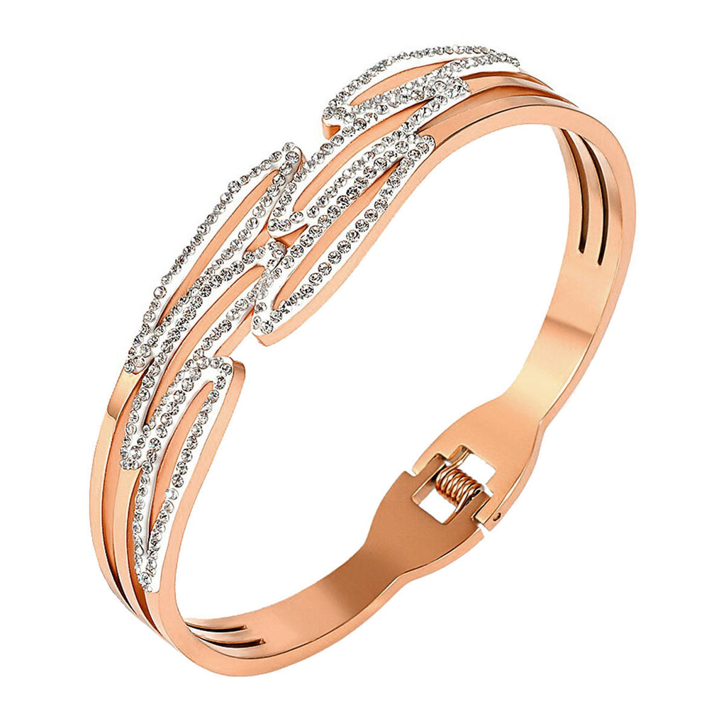 Cluster Cubic Zirconia 18K Gold Stainless Steel Openable Kada Bulk