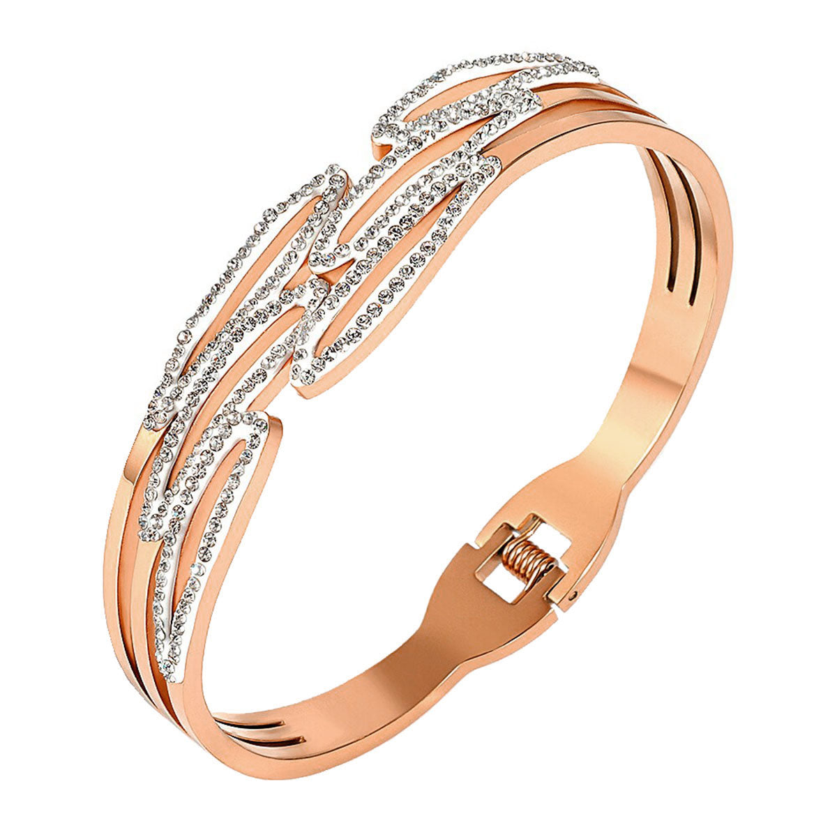 Cluster Cubic Zirconia 18K Gold Stainless Steel Openable Kada Bulk
