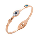 Evil Eye CZ 18K Rose Gold Stainless Steel Openable Kada Bulk