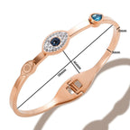 Evil Eye CZ 18K Rose Gold Stainless Steel Openable Kada Bulk