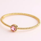Pink Brilliant Cut Cubic Zirconia 18K Gold Cuff Kada Bracelet Bulk