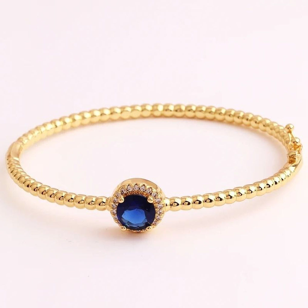 Pink Brilliant Cut Cubic Zirconia 18K Gold Cuff Kada Bracelet Bulk