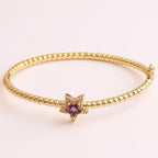 Purple Star Cubic Zirconia 18K Gold Cuff Kada Bracelet For Women Bulk