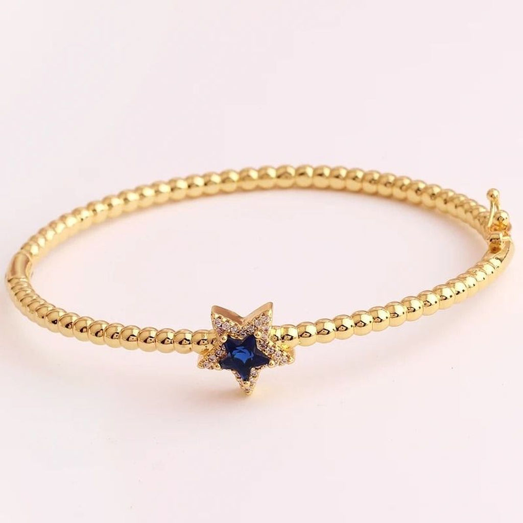 Purple Star Cubic Zirconia 18K Gold Cuff Kada Bracelet For Women Bulk