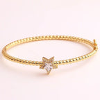 Purple Star Cubic Zirconia 18K Gold Cuff Kada Bracelet For Women Bulk