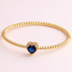 Sapphire Blue Love Heart CZ 18K Gold Cuff Kada Bracelet Bulk