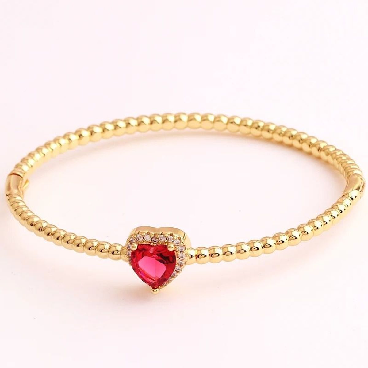 Sapphire Blue Love Heart CZ 18K Gold Cuff Kada Bracelet Bulk