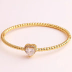 Sapphire Blue Love Heart CZ 18K Gold Cuff Kada Bracelet Bulk