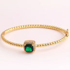 Purple Cushion Cut Cubic Zirconia 18K Gold Cuff Kada Bracelet Bulk