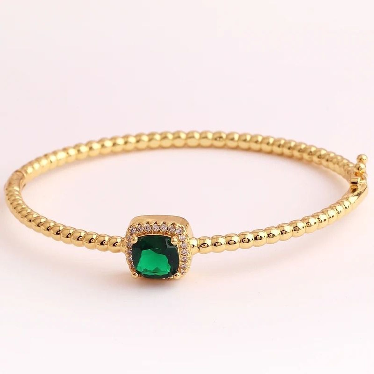 Purple Cushion Cut Cubic Zirconia 18K Gold Cuff Kada Bracelet Bulk