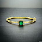 Purple Cushion Cut Cubic Zirconia 18K Gold Cuff Kada Bracelet Bulk
