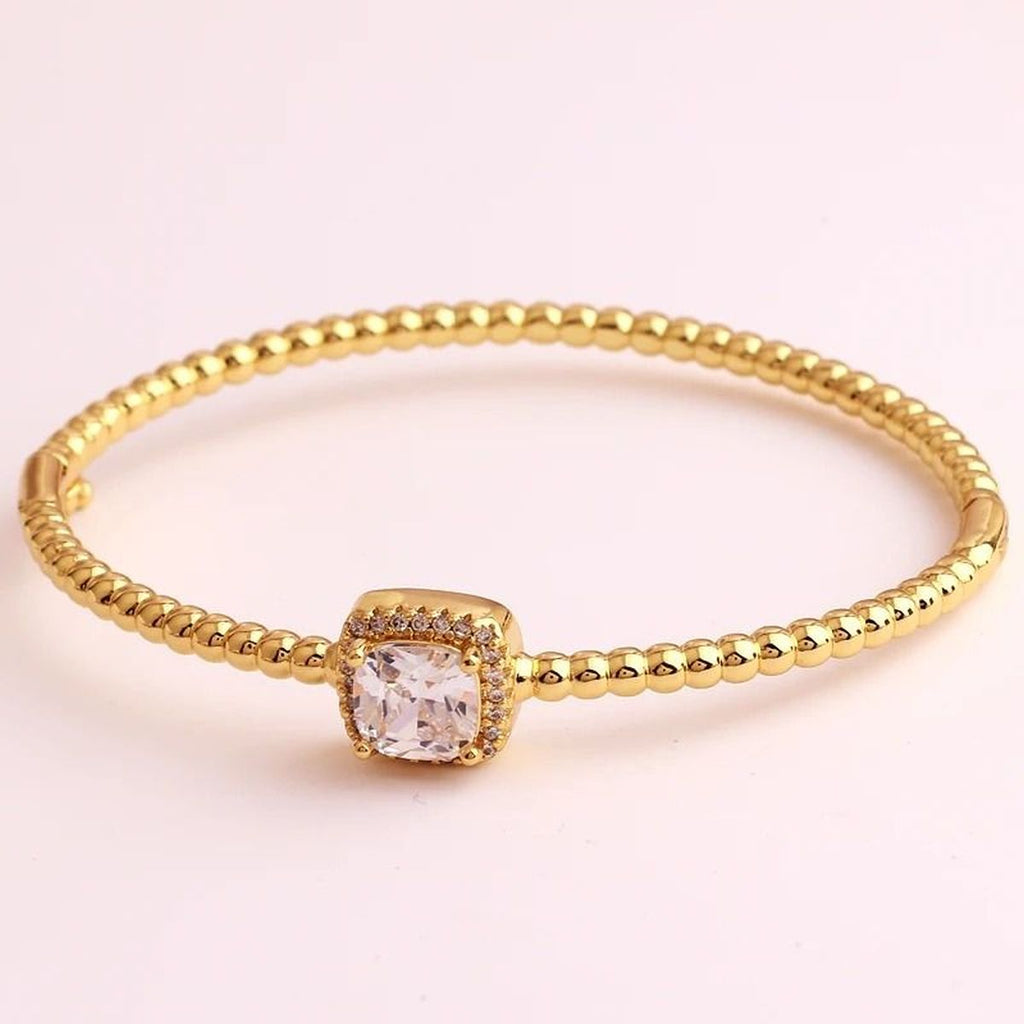 Purple Cushion Cut Cubic Zirconia 18K Gold Cuff Kada Bracelet Bulk