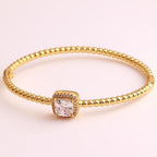Purple Cushion Cut Cubic Zirconia 18K Gold Cuff Kada Bracelet Bulk