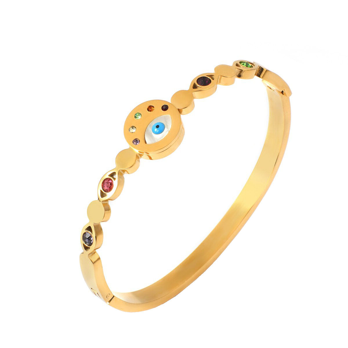 Evil Eye Mother Of Pearl Multi Color Glossy 18K Gold Cuff Kada Bulk