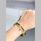 Lock Enamel Luxury 18K Gold Stainless Steel Kada Bracelet Women Bulk