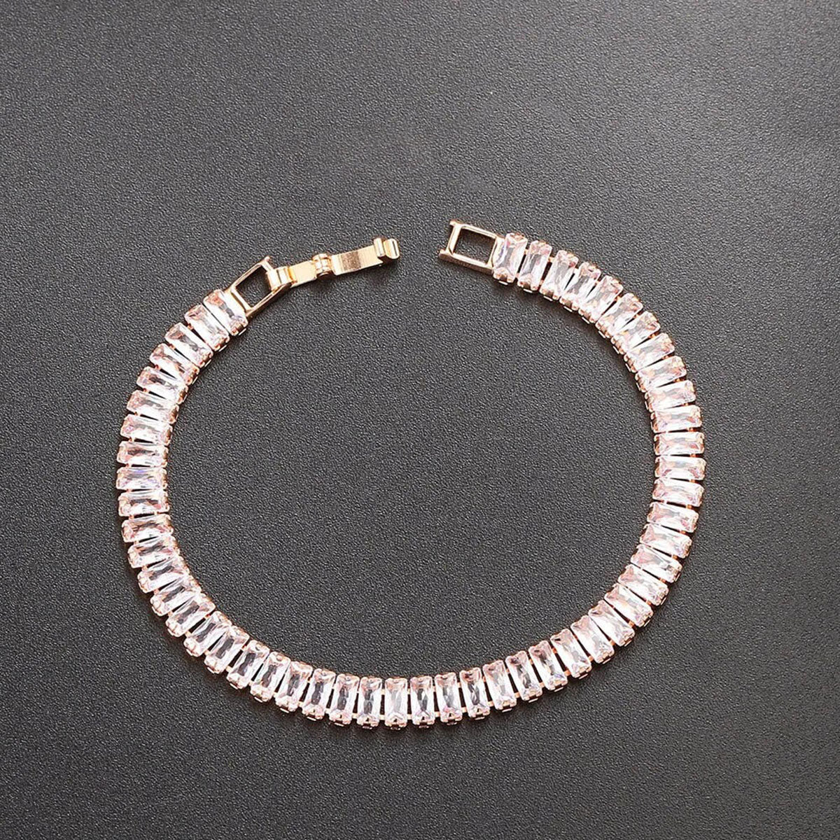 Silver Baguette CZ American Diamond CZ Tennis Bracelet Bulk