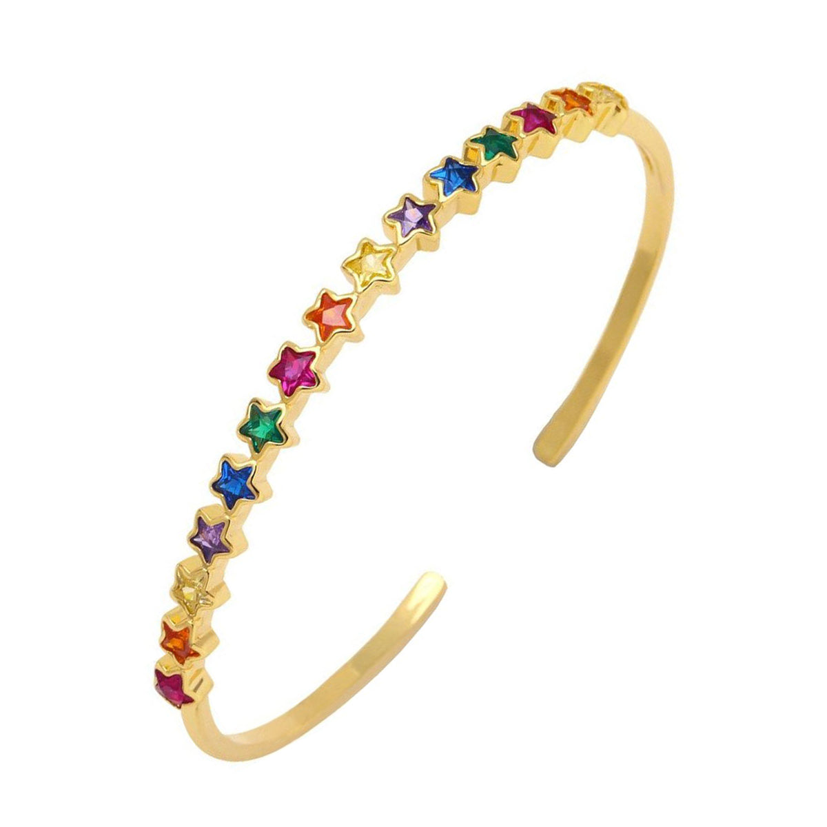 Star Rainbow Multicolour Gold CZ American Diamond CZ Bangle Cuff Bulk