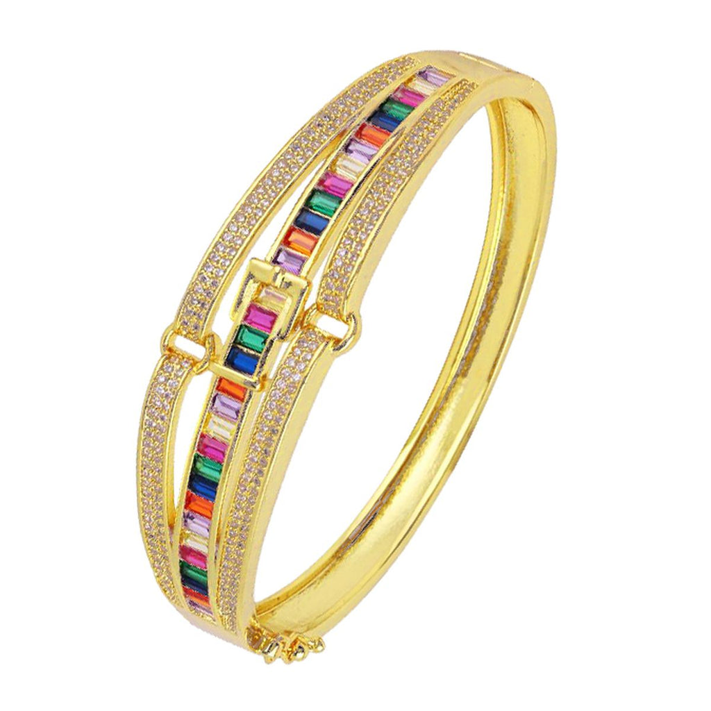 Belt Buckle Rainbow Multi Color 18K Gold Openable Kada Bangle Bulk