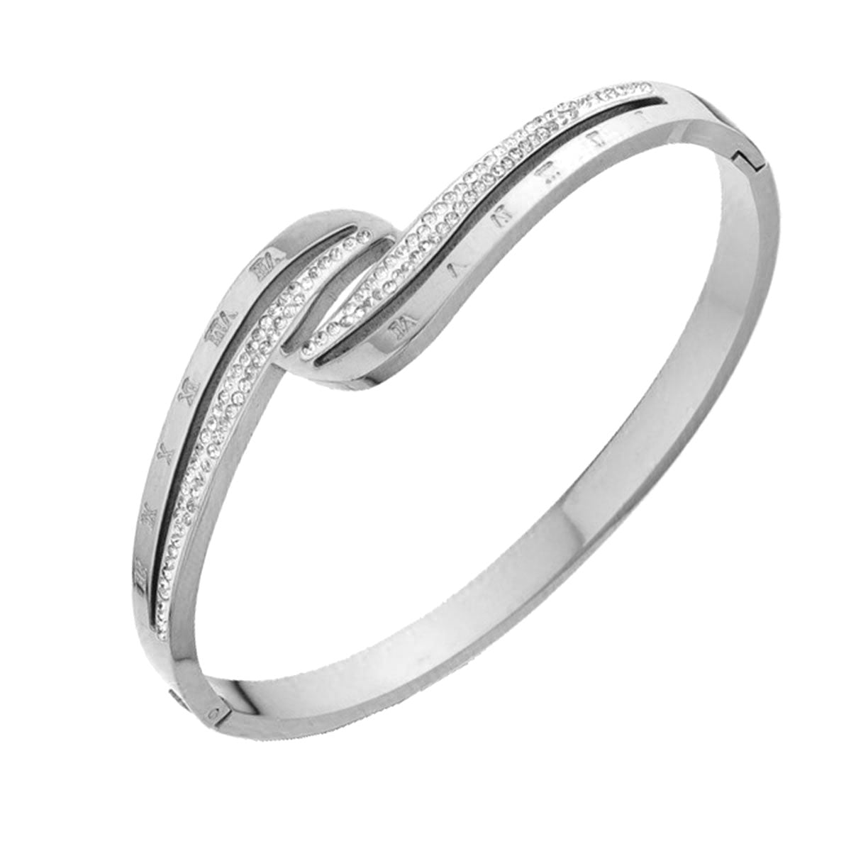 Wave Roman Rose Gold CZ Stainless Steel Openable Bangle Kada Bulk