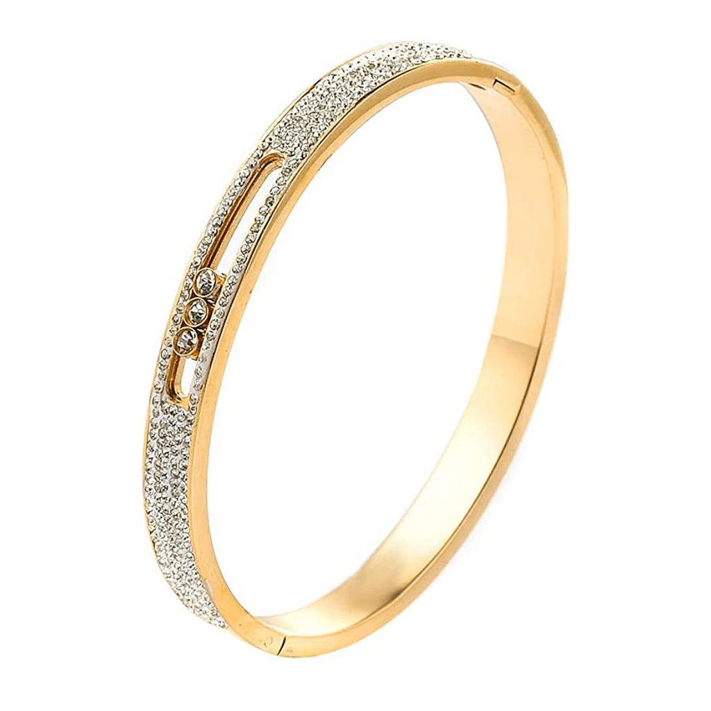 Dancing Zircons 18K Gold Stainless Steel Openable Kada Bangle Bulk