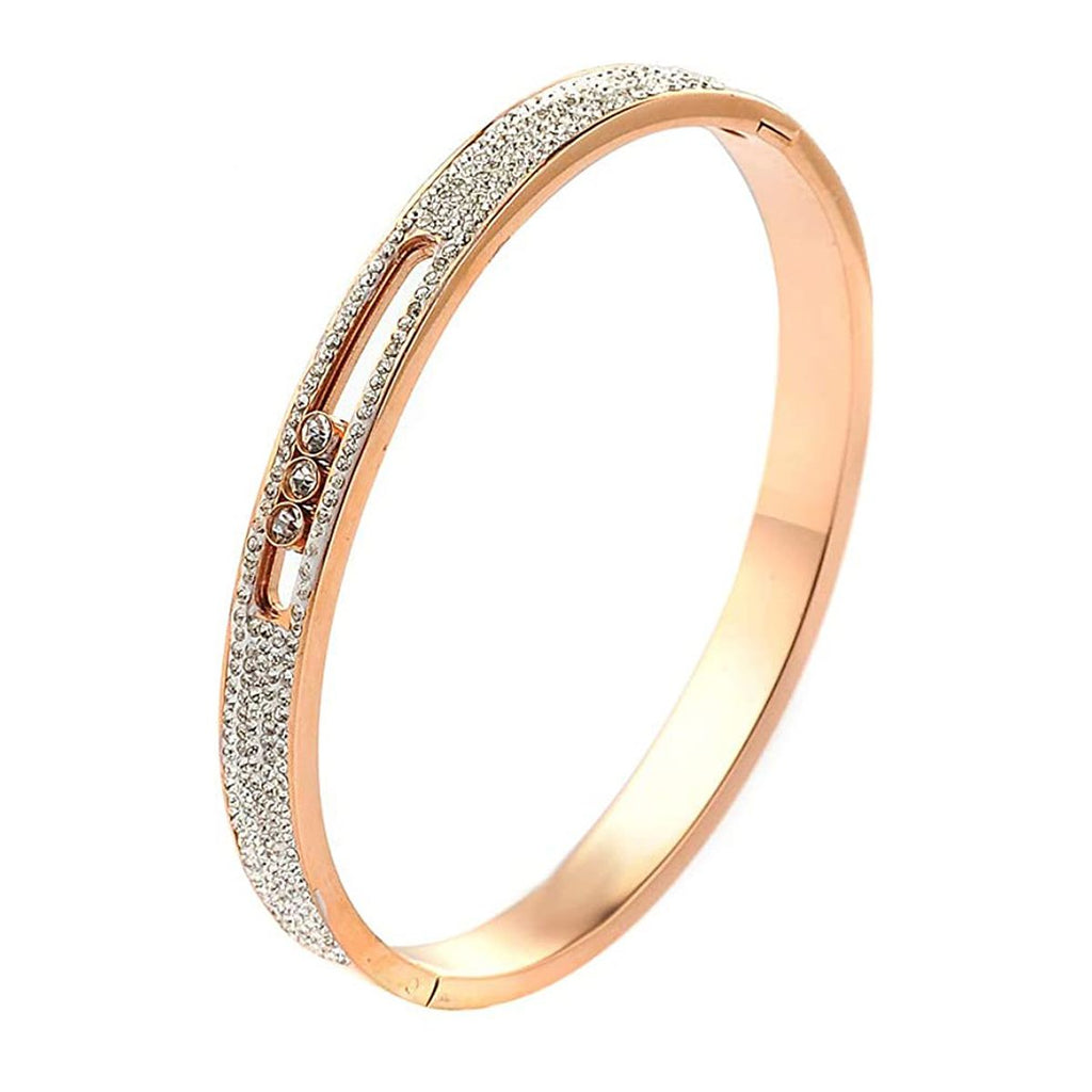 Dancing Zircons 18K Gold Stainless Steel Openable Kada Bangle Bulk